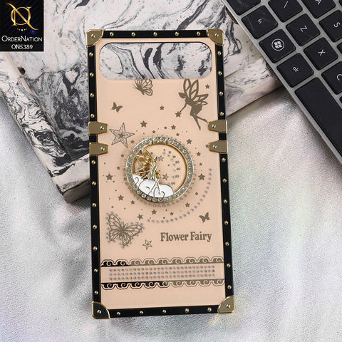Infinix Smart 10 Plus Cover - Golden - Trendy Flower Fairy Stylish Soft Square Trunk Case