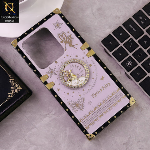 Itel P55 4G Cover - Purple - Trendy Flower Fairy Stylish Soft Square Trunk Case