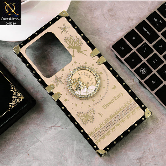 Vivo Y28 4G Cover - Golden - Trendy Flower Fairy Stylish Soft Square Trunk Case