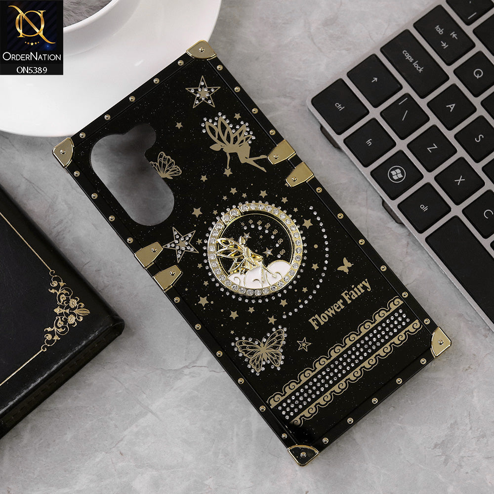 Vivo Y18 Cover - Black - Trendy Flower Fairy Stylish Soft Square Trunk Case