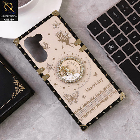 Vivo Y18 Cover - Golden - Trendy Flower Fairy Stylish Soft Square Trunk Case