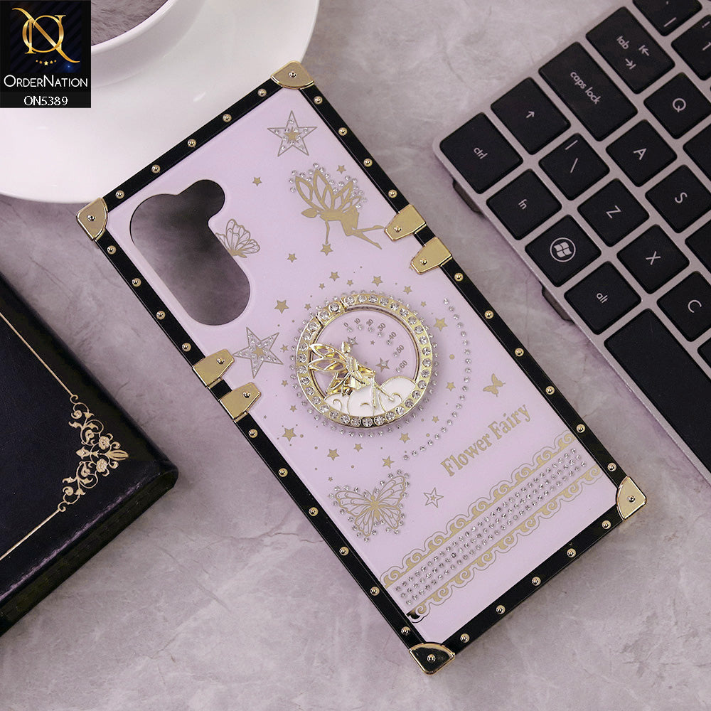 Vivo Y03 Cover - Purple - Trendy Flower Fairy Stylish Soft Square Trunk Case