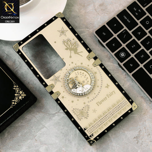 Vivo Y200e Cover - Golden - Trendy Flower Fairy Stylish Soft Square Trunk Case