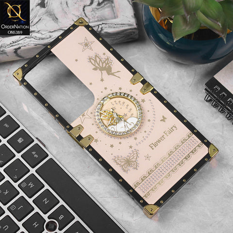 Vivo Y19s Cover - Golden - Trendy Flower Fairy Stylish Soft Square Trunk Case