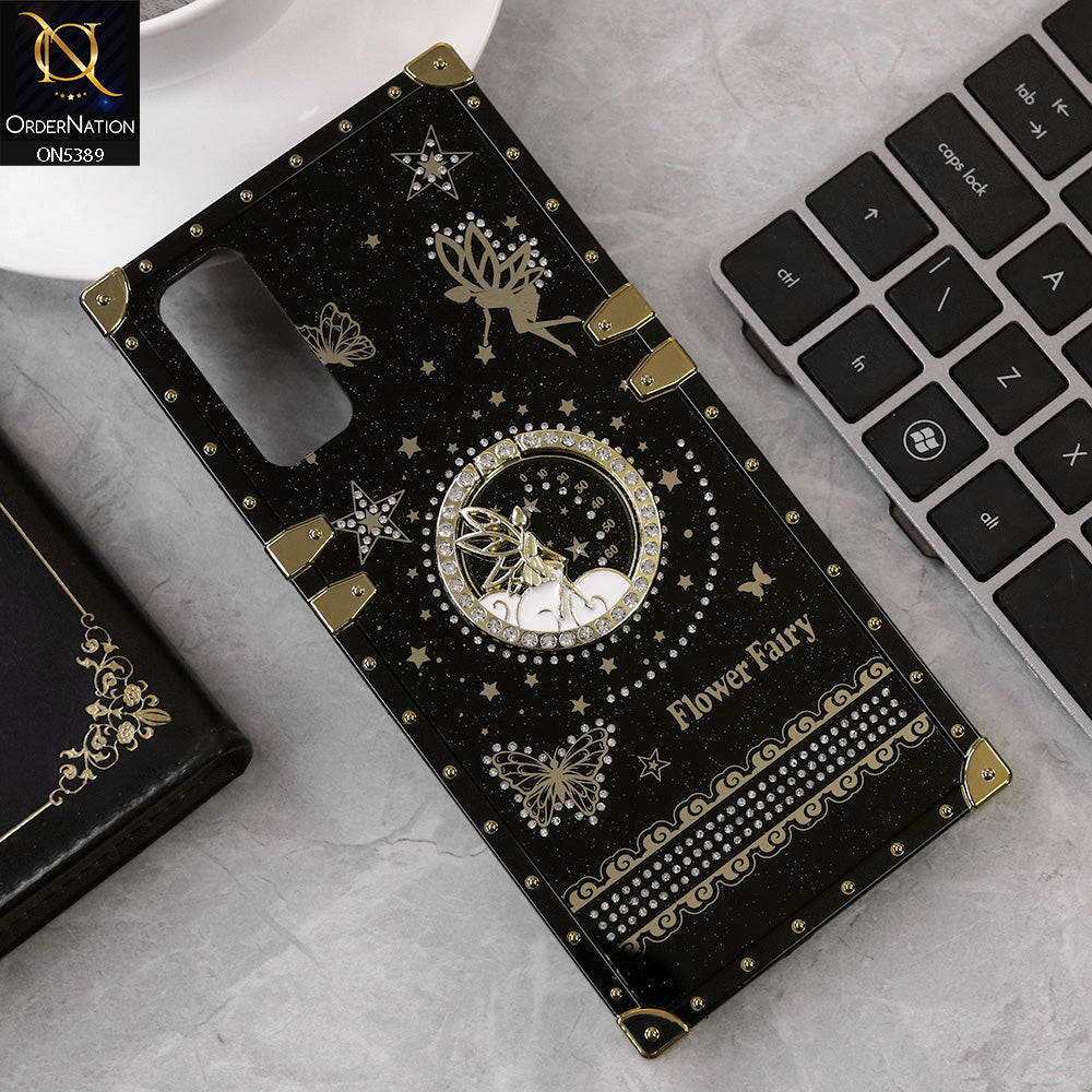 Vivo Y12s Cover - Black - Trendy Flower Fairy Stylish Soft Square Trunk Case