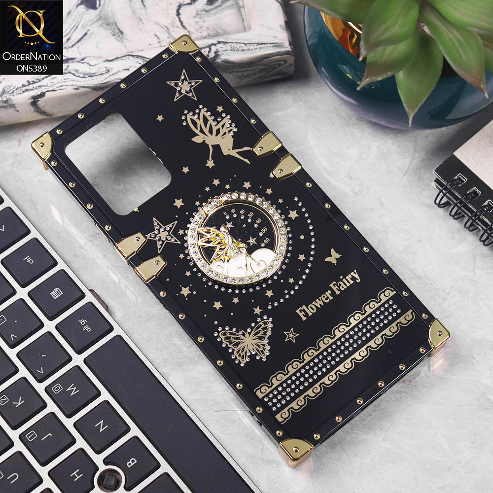 Vivo Y33t Cover - Black - Trendy Flower Fairy Stylish Soft Square Trunk Case