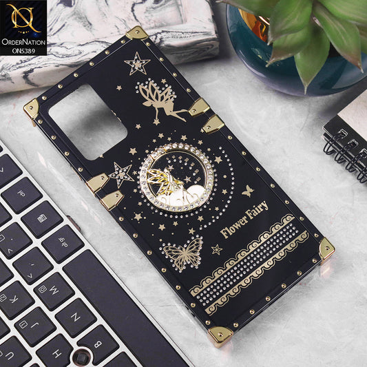 Vivo Y33t Cover - Black - Trendy Flower Fairy Stylish Soft Square Trunk Case