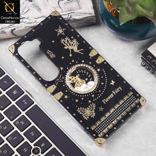Vivo Y200 (2025) Cover - Black - Trendy Flower Fairy Stylish Soft Square Trunk Case