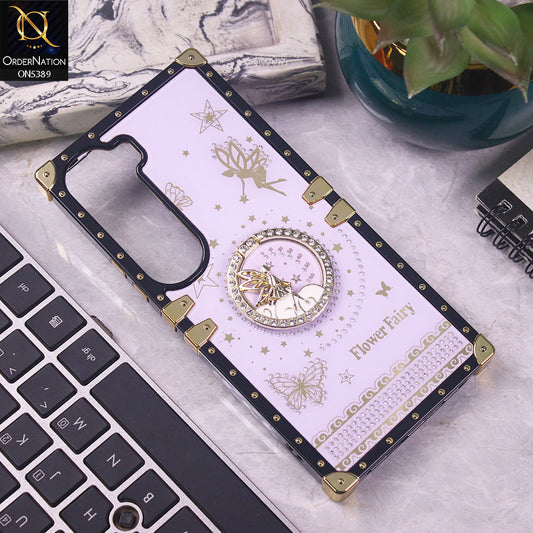 Vivo V40 Lite (IDN) Cover - Purple - Trendy Flower Fairy Stylish Soft Square Trunk Case