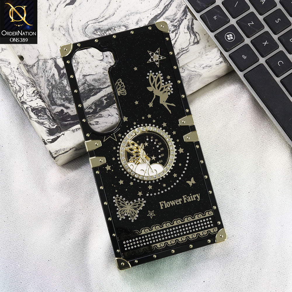 Vivo Y400 Cover - Black - Trendy Flower Fairy Stylish Soft Square Trunk Case