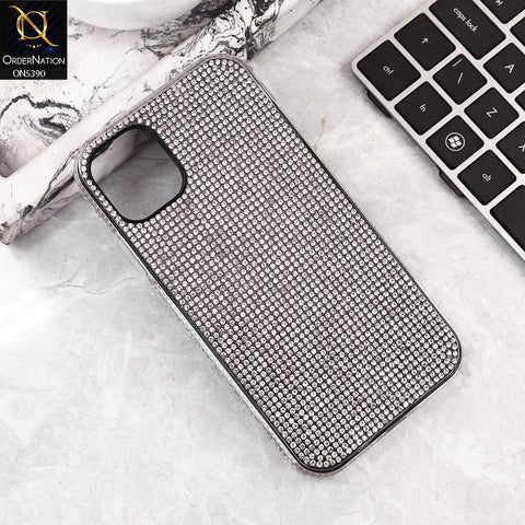 iPhone 11 Cover - Silver -  Luxurious Gradiant Rhinestone Soft border Shiny Case