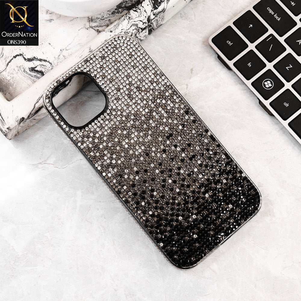 iPhone 13 Cover - Gray -  Luxurious Gradiant Rhinestone Soft border Shiny Case