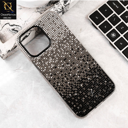 iPhone 15 Pro Max Cover - Gray -  Luxurious Gradiant Rhinestone Soft border Shiny Case