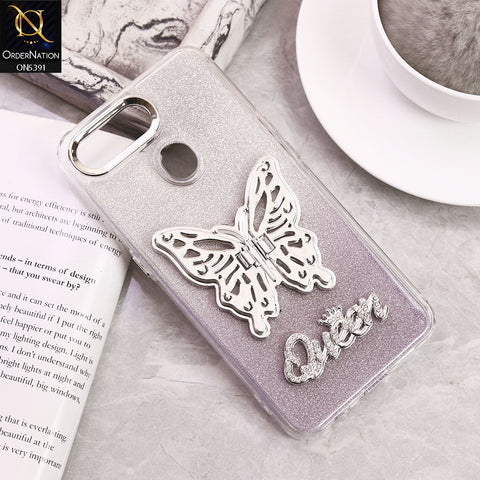 Oppo A11k Cover - Purple - Trendy Queen Dual Tone Gradient Glitter Shiny Soft Case With Butterfly Kickstand Holder (Gliter Does Not Move)