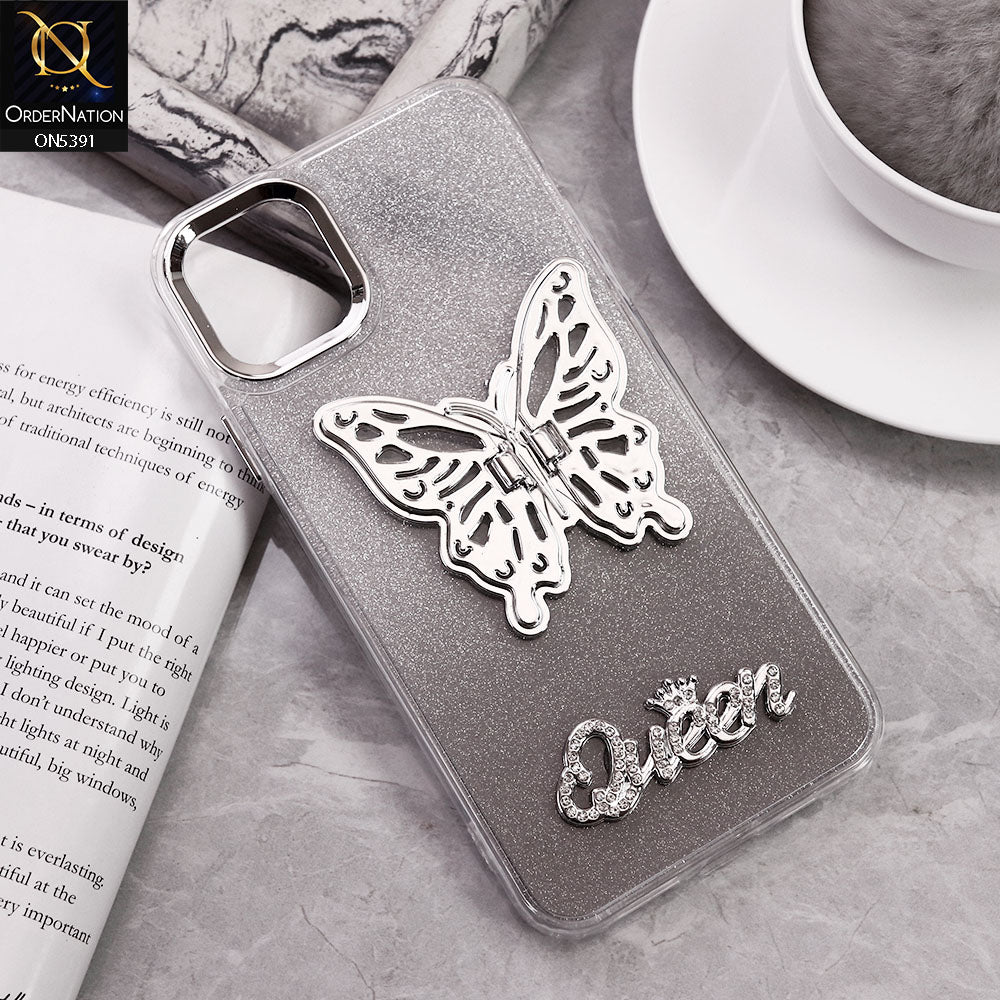 iPhone 11 Pro  Cover - Black - Trendy Queen Dual Tone Gradient Gliter Shiny Soft Case With Butterfly Kickstand Holder (Gliter Does Not Move)