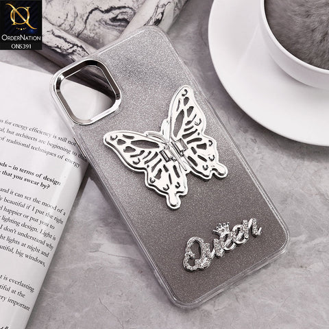 iPhone 11 Pro  Cover - Black - Trendy Queen Dual Tone Gradient Gliter Shiny Soft Case With Butterfly Kickstand Holder (Gliter Does Not Move)