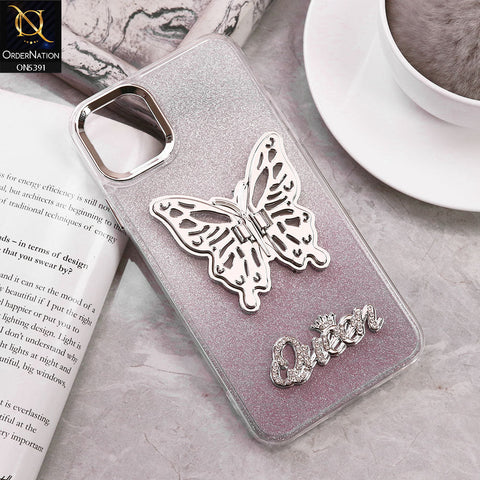 iPhone 11 Pro  Cover - Blue - Trendy Queen Dual Tone Gradient Gliter Shiny Soft Case With Butterfly Kickstand Holder (Gliter Does Not Move)