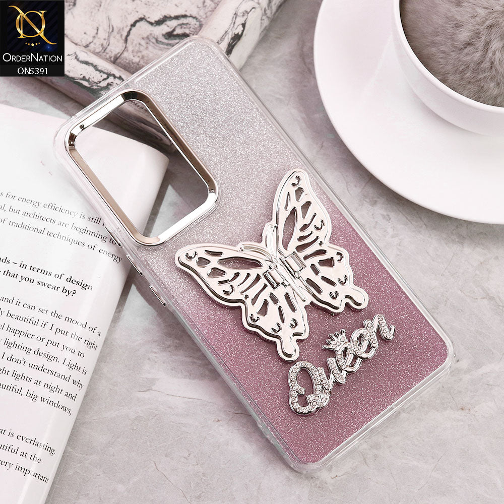 Samsung Galaxy A52s 5G Cover - pink - Trendy Queen Dual Tone Gradient Glitter Shiny Soft Case With Butterfly Kickstand Holder (Gliter Does Not Move)