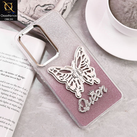 Samsung Galaxy A52s 5G Cover - pink - Trendy Queen Dual Tone Gradient Glitter Shiny Soft Case With Butterfly Kickstand Holder (Gliter Does Not Move)