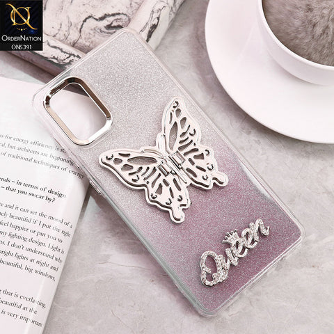 Samsung Galaxy A71 Cover - Purple - Trendy Queen Dual Tone Gradient Gliter Shiny Soft Case With Butterfly Kickstand Holder (Gliter Does Not Move)