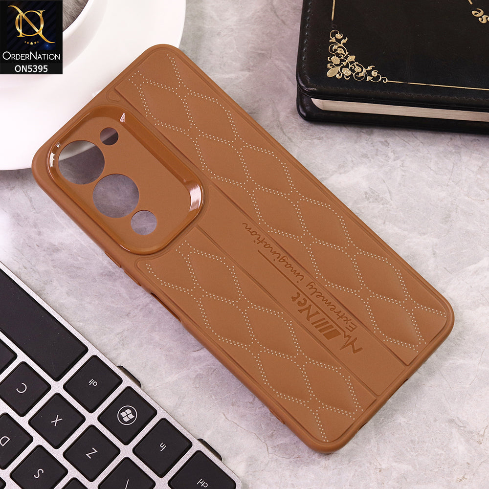 Vivo Y04 Cover - Brown - Oriental Pattern Soft Silicone Case With Camera Protection