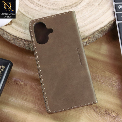 iPhone 17 Cover - Brown - New CaseMe Fully Premium High Grade Quality Leather Flip Book With Card Holding Slots And Magnetic Closure 033