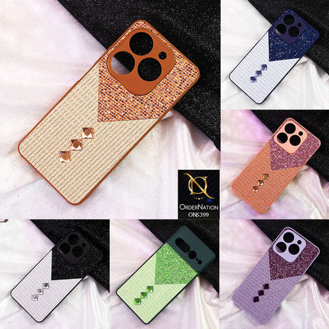Vivo Y29 5G Cover - Brown - Luxury 3D Woven Pattern Shiny Soft Case With Camera Protection