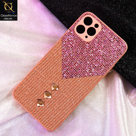 iPhone 11 Pro Cover - Pink - Luxury 3D Woven Pattern Shiny Soft Case With Camera Protection