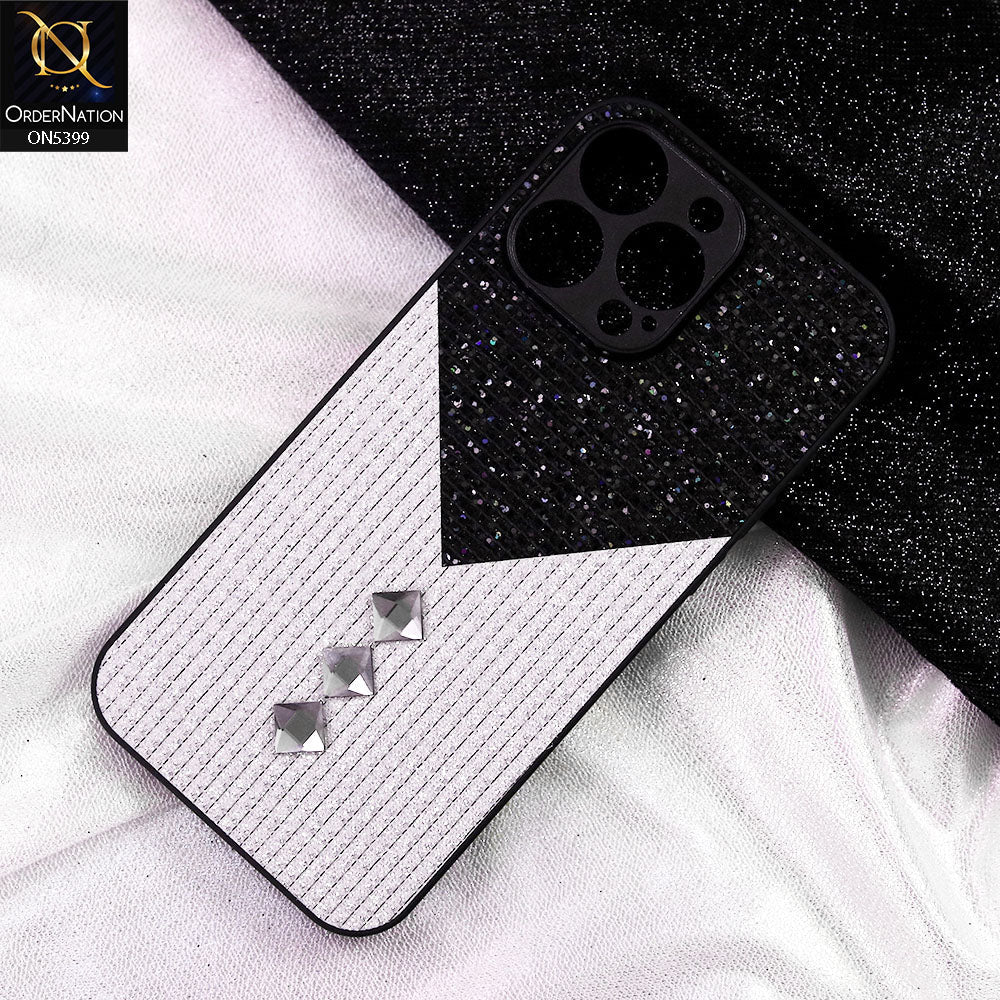 iPhone 14 Pro Max Cover - Black - Luxury 3D Woven Pattern Shiny Soft Case With Camera Protection
