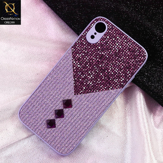 iPhone XR Cover - Purple - Luxury 3D Woven Pattern Shiny Soft Case With Camera Protection