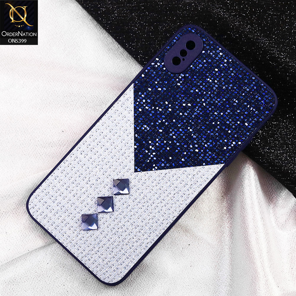 iPhone XS Max Cover - Blue - Luxury 3D Woven Pattern Shiny Soft Case With Camera Protection