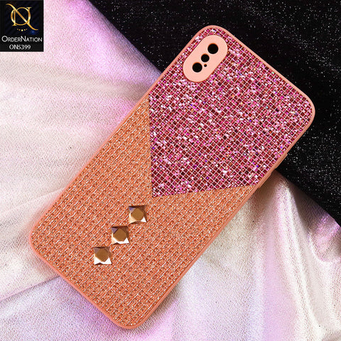 iPhone XS Max Cover - Pink - Luxury 3D Woven Pattern Shiny Soft Case With Camera Protection