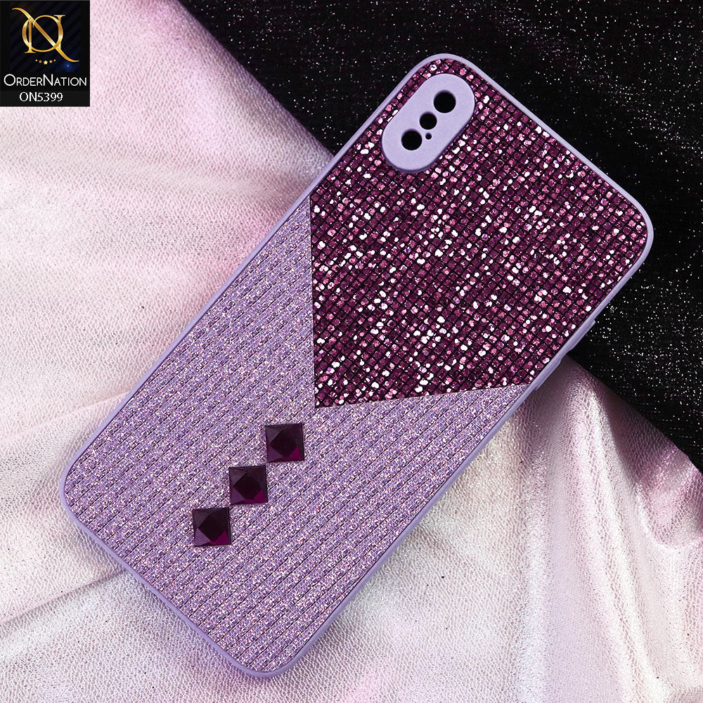 iPhone XS Max Cover - Purple - Luxury 3D Woven Pattern Shiny Soft Case With Camera Protection