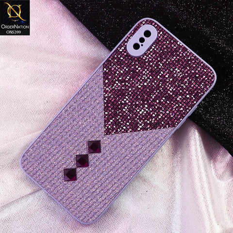 iPhone XS Max Cover - Purple - Luxury 3D Woven Pattern Shiny Soft Case With Camera Protection