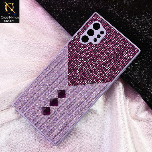 Samsung Galaxy Note 10 Plus Cover - Purple - Luxury 3D Woven Pattern Shiny Soft Case With Camera Protection