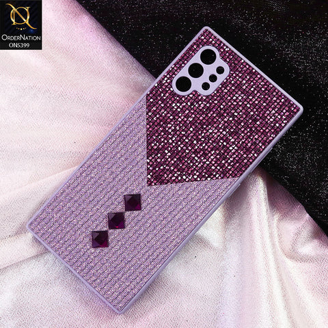 Samsung Galaxy Note 10 Plus Cover - Purple - Luxury 3D Woven Pattern Shiny Soft Case With Camera Protection