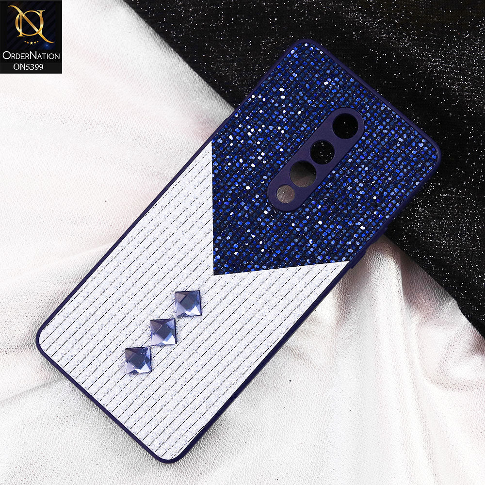 OnePlus 8 Cover - Blue - Luxury 3D Woven Pattern Shiny Soft Case With Camera Protection