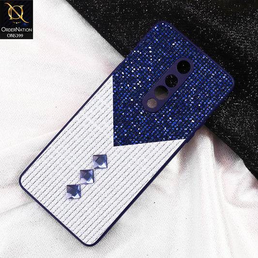 OnePlus 8 Cover - Blue - Luxury 3D Woven Pattern Shiny Soft Case With Camera Protection