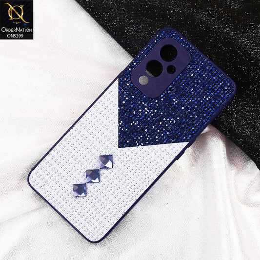 OnePlus 9 Cover - Blue - Luxury 3D Woven Pattern Shiny Soft Case With Camera Protection