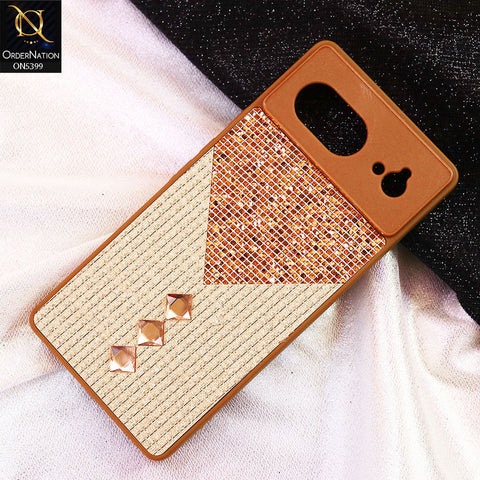 Google Pixel 6 Cover - Brown - Luxury 3D Woven Pattern Shiny Soft Case With Camera Protection