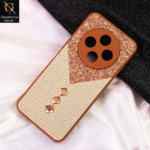 Xiaomi Redmi 14C Cover - Brown - Luxury 3D Woven Pattern Shiny Soft Case With Camera Protection