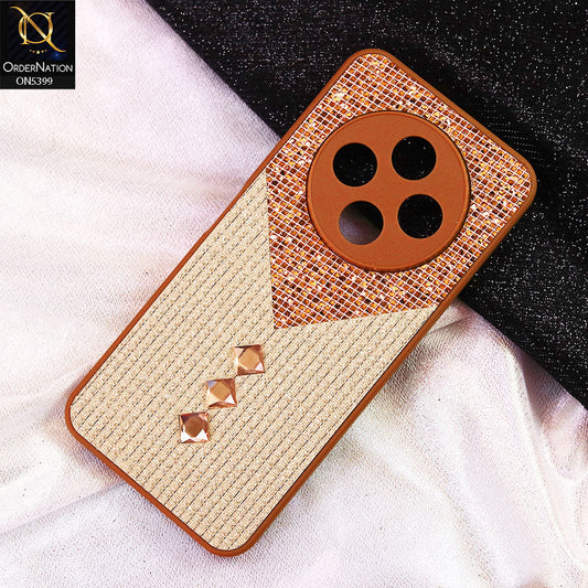 Xiaomi Poco C75 Cover - Brown - Luxury 3D Woven Pattern Shiny Soft Case With Camera Protection