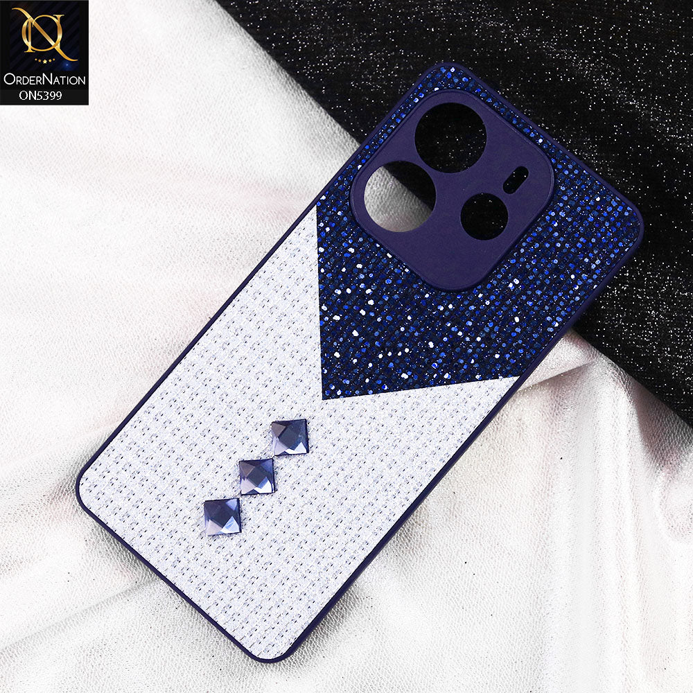 Xiaomi Redmi Note 14 4G Cover - Blue - Luxury 3D Woven Pattern Shiny Soft Case With Camera Protection