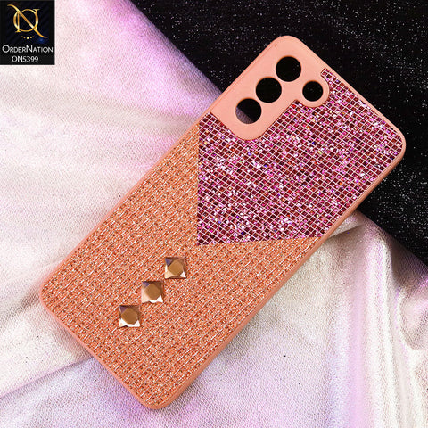 Samsung Galaxy S21 Plus 5G Cover - Pink - Luxury 3D Woven Pattern Shiny Soft Case With Camera Protection