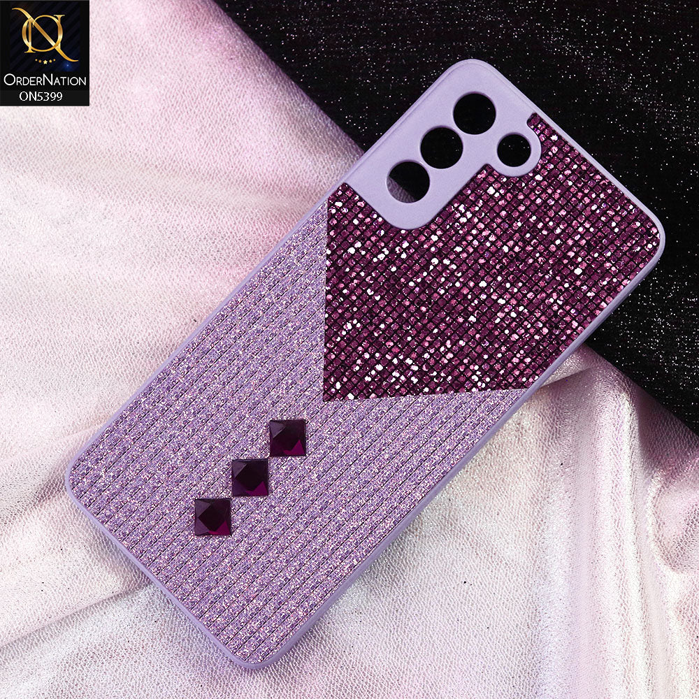 Samsung Galaxy S21 Plus 5G Cover - Purple - Luxury 3D Woven Pattern Shiny Soft Case With Camera Protection