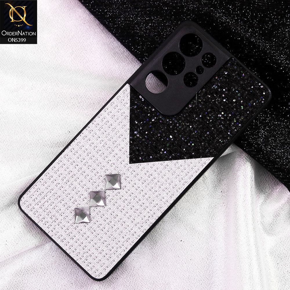 Samsung Galaxy S21 Ultra Cover - Black - Luxury 3D Woven Pattern Shiny Soft Case With Camera Protection