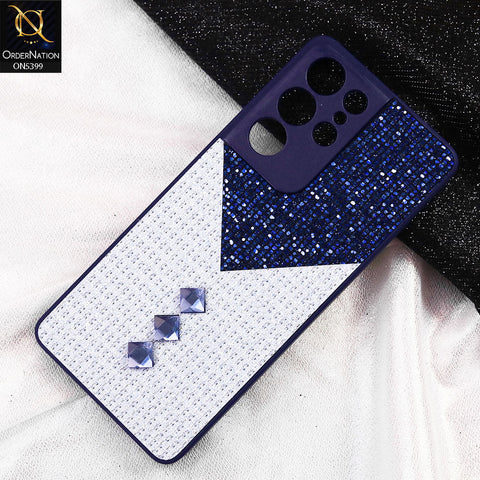 Samsung Galaxy S21 Ultra Cover - Blue - Luxury 3D Woven Pattern Shiny Soft Case With Camera Protection