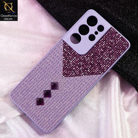 Samsung Galaxy S21 Ultra Cover - Purple - Luxury 3D Woven Pattern Shiny Soft Case With Camera Protection