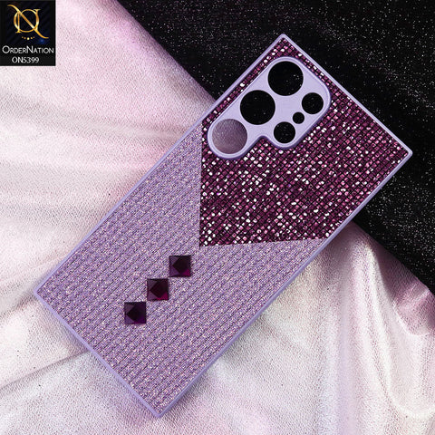 Samsung Galaxy S22 Ultra Cover - Purple - Luxury 3D Woven Pattern Shiny Soft Case With Camera Protection