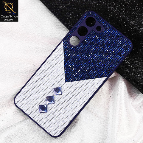 Samsung Galaxy S23 Cover - Blue - Luxury 3D Woven Pattern Shiny Soft Case With Camera Protection